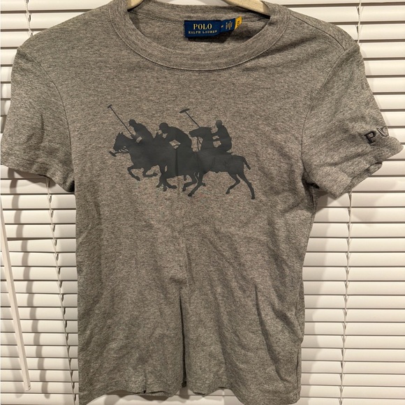 Ralph Lauren Tops - Ralph Lauren Gray Polo Graphic Tee